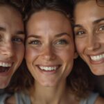 Trois femmes heureuses riant et souriant ensemble